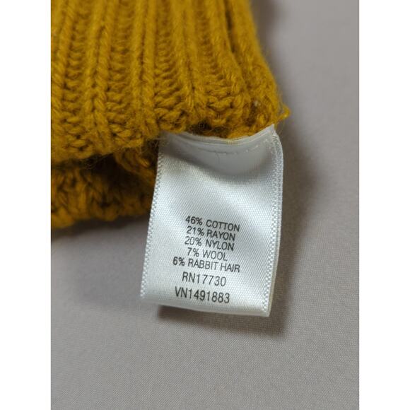 Merona Sweater L Yellow Cable Knit Long Sleeve Pullover Cotton Wool Blend Women - Picture 3 of 9